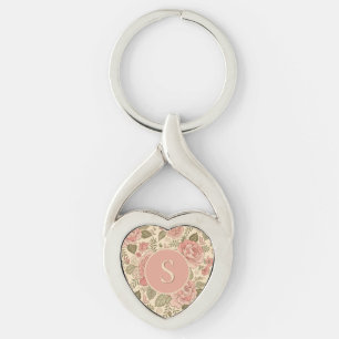 Dusty Floral Muse - Dusty Rose Sage Batik Style Key Ring
