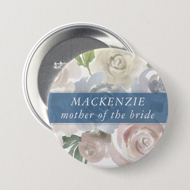 Dusty Floral Pattern | Muted Pastel Wedding Party 7.5 Cm Round Badge (Front & Back)