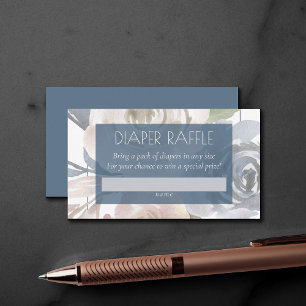 Dusty Floral   Smoky Baby Shower Diaper Raffle Enclosure Card