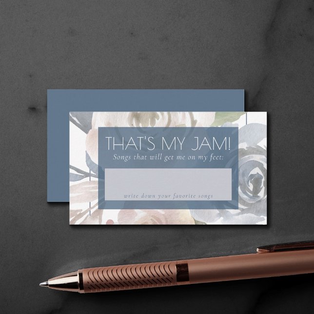 Dusty Floral | Smoky Blue Pastel Rose Song Request Enclosure Card (Creator Uploaded)