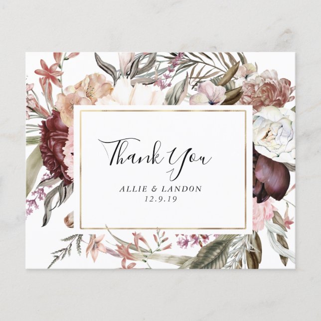 Dusty Floral Thank You Card | Budget (Front)