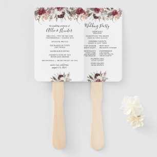 Dusty Floral Wedding Program Fan