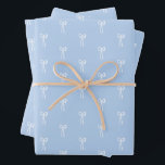 Dusty French Blue Christmas Classic Coquette Bow  Wrapping Paper Sheet<br><div class="desc">This classic dusty French blue is a calming backdrop for these dainty white coquette bows. This pattern would be perfect for a blue Christmas theme or a coastal baby or bridal shower. This gender neutral pattern will shine under the tree or on a gift table. A perfect gift wrap or...</div>