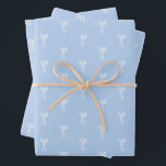 Dusty French Blue Christmas Classic Coquette Bow  Wrapping Paper Sheet<br><div class="desc">This classic dusty French blue is a calming backdrop for these dainty white coquette bows. This pattern would be perfect for a blue Christmas theme or a coastal baby or bridal shower. This gender neutral pattern will shine under the tree or on a gift table. A perfect gift wrap or...</div>