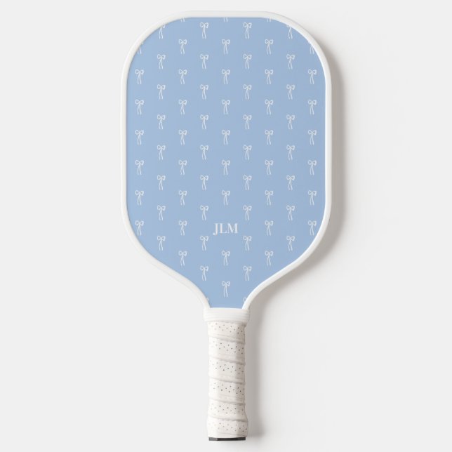 Dusty French Something Blue Classic Coquette Bow  Pickleball Paddle (Front)