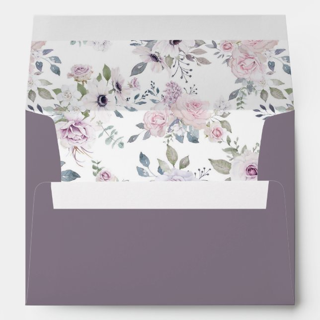 Dusty Garden Floral Personalised Return Address Envelope (Back (Bottom))