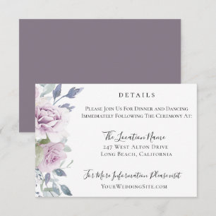Dusty Garden Floral Wedding Details Invitation