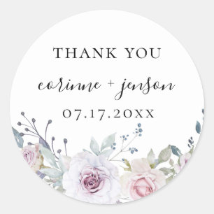 Dusty Garden Floral Wedding Favour Classic Round Sticker