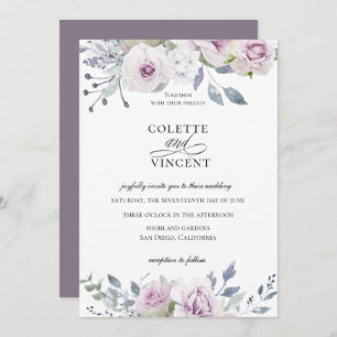 Dusty Garden Floral Wedding Invitation