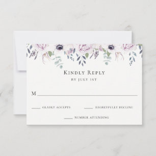 Dusty Garden Floral Wedding RSVP Card