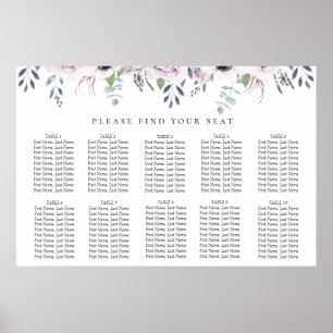 Dusty Garden Floral Wedding Seating Chart