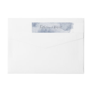 Dusty Gold And Blue Wedding Address Wrap Around Label
