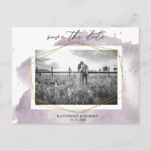 Dusty Gold and Mauve Photo Save The Date Postcard