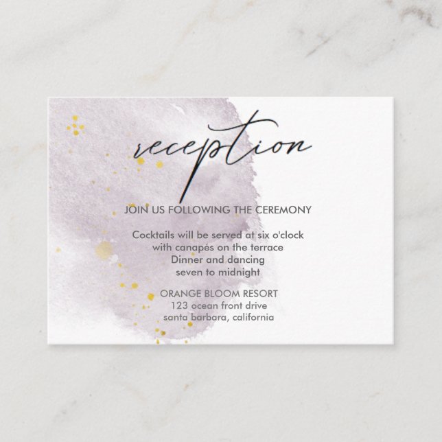 Dusty Gold and Mauve Reception Enclosure Card (Front)