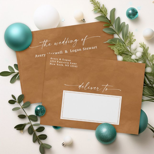 Dusty Gold Watercolor A7 5x7 Wedding Invitation Envelope (A luxurious envelope featuring a soft dusty gold watercolor design.)
