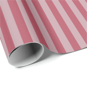 Dusty Gray Pink & Dark Pink Stripes Wrapping Paper