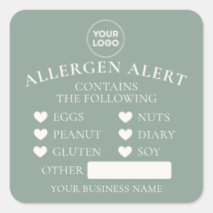 Dusty Green Allergy Alert Bakery Cake Food Sticker