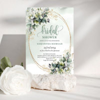 Dusty Green Botanical Bridal Shower Invitation