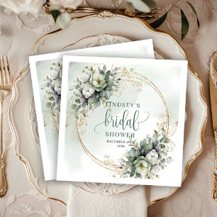 Dusty Green Botanical Bridal Shower Party Napkins
