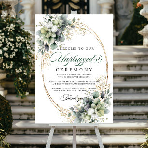 Dusty Green Botanical Unplugged Ceremony Wedding Poster