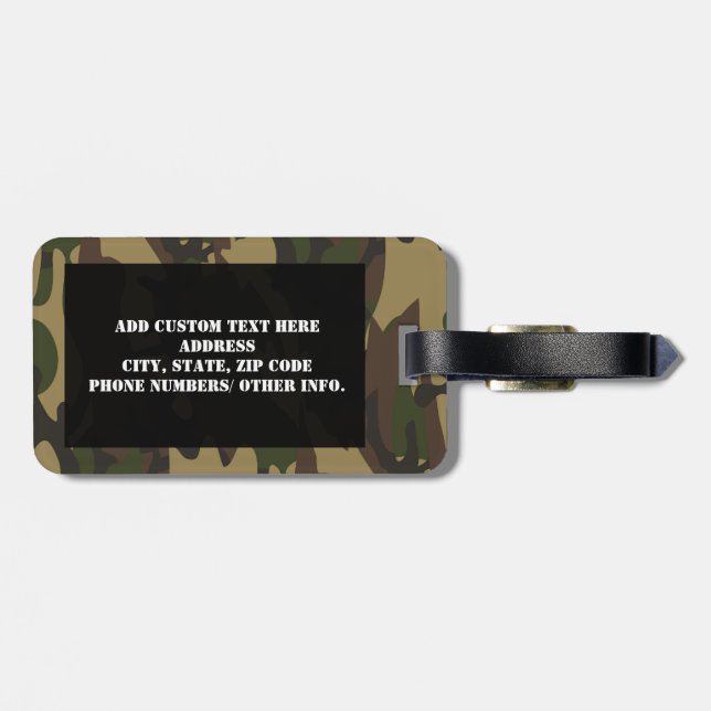 Dusty Green Camo Luggage Tag (Back Horizontal)