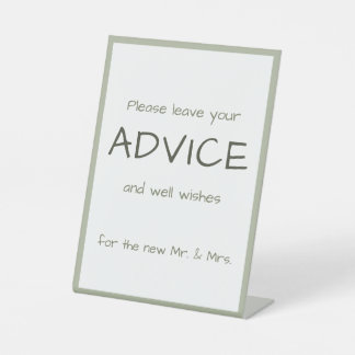 Dusty Green Casual Handwriting Advice & Wishes  Pedestal Sign