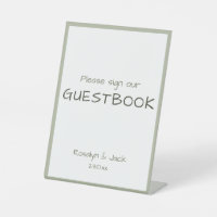 Dusty Green Casual Handwriting Guestbook   