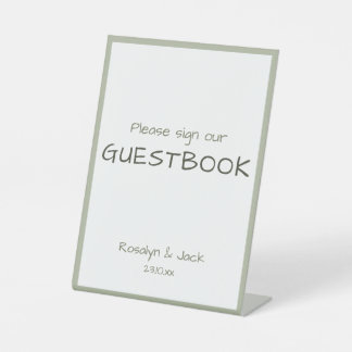 Dusty Green Casual Handwriting Guestbook    Pedestal Sign