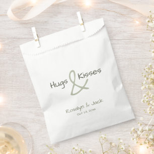 Dusty Green Casual Handwriting Hugs & Kisses Favour Bag