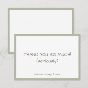 Dusty Green Casual Handwriting Minimal Thank You Card