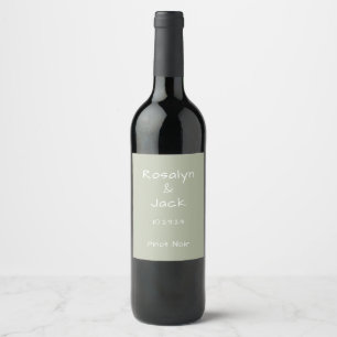 Dusty Green Casual Handwriting Minimal Wine Label