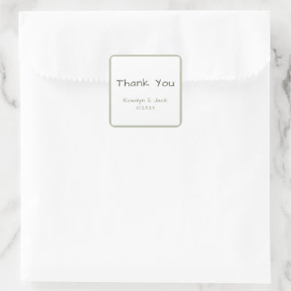 Dusty Green Casual Handwriting Thank You Favor Square Sticker