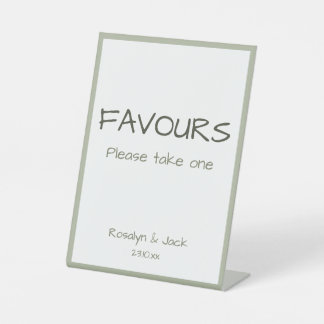 Dusty Green Casual Handwriting Wedding Favors Pedestal Sign