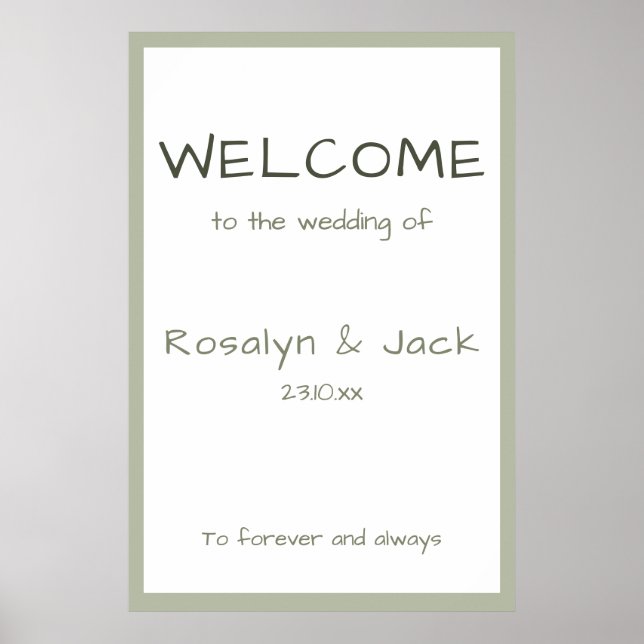 Dusty Green Casual Handwriting Welcome Wedding  Poster (Front)