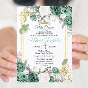 Dusty Green Charra Quinceanera Invitation