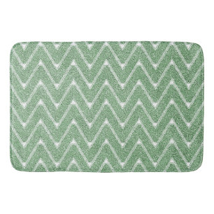 Dusty Green Chevron Pattern Bath Mat