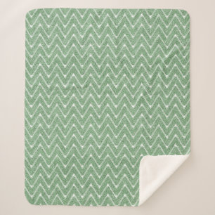 Dusty Green Chevron Pattern Small Sherpa Blanket