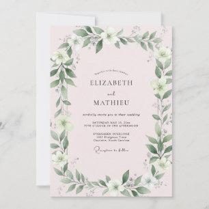 Dusty Green Floral Flourish Wedding Invitation