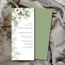 Dusty green floral rose watercolor wedding