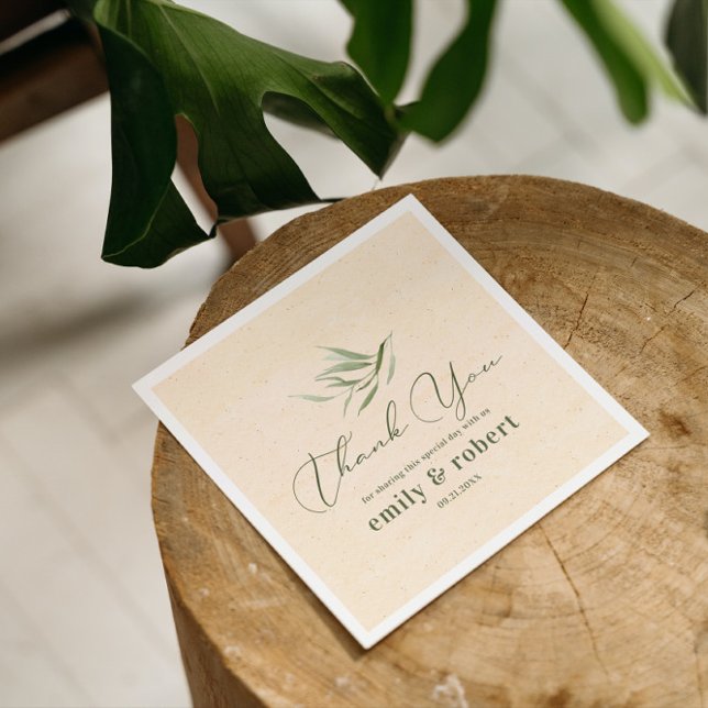 Dusty Green Foliage Beige Craft Paper  Napkin (Creator Uploaded)