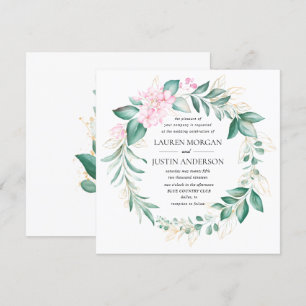 dusty green gold eucalyptus greenery wedding invitation