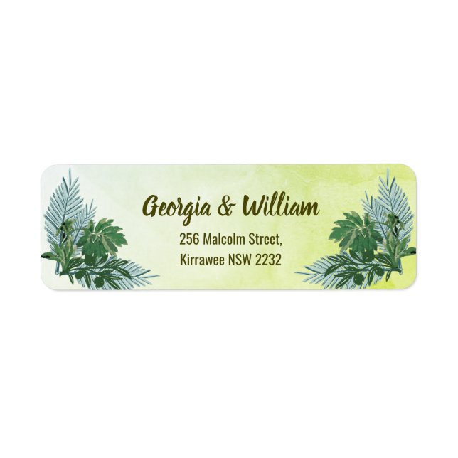Dusty Green Greenery Rustic Wedding Return Address Label (Front)