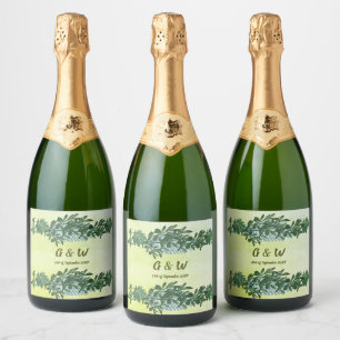 Dusty Green Greenery Rustic Wine & Sparkling Wine Label