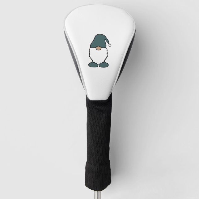 Dusty Green Grey Teal Gnome   Golf Head Cover (Front)