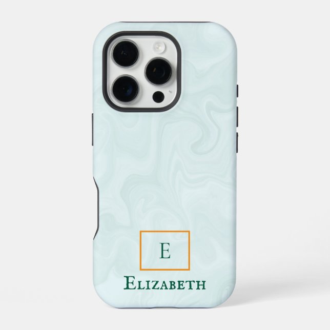 dusty green marble customizable and personalized iPhone case (Back)