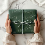 Dusty Green Merry Christmas  Wrapping Paper<br><div class="desc">Traditional,  plain-coloured wrapping paper. A modern green tone with Merry Christmas in white handwritten font printed in a repeating pattern. Dusty Green Merry Christmas Wrapping Paper</div>