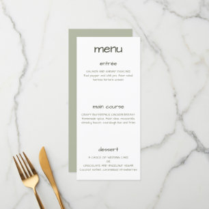 Dusty Green Minimalist Modern Menu