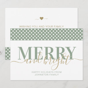 Dusty green polka dot pattern Christmas Holiday Card
