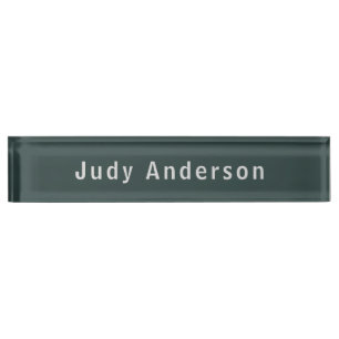 Dusty Green Professional Plain Modern Elegant Nameplate