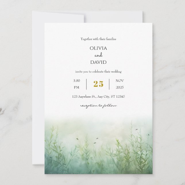 Dusty Green Underwater Fish Seagrass Beach Wedding Invitation (Front)